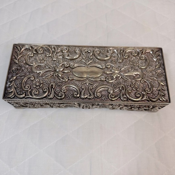 Vintage Godinger Ornate Silver Tone Decorative Jewelry Box 1992 Sturdy Metal - Picture 14 of 14
